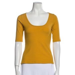 Reformation Jeans Yellow Scoop Neck T-Shirt Size Small